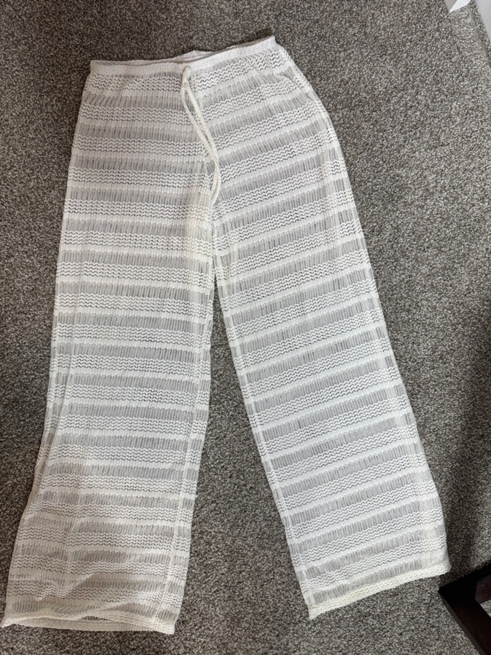 Sold**Jordan Taylor White Crochet Wide-Leg Pants